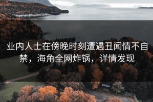 业内人士在傍晚时刻遭遇丑闻情不自禁，海角全网炸锅，详情发现