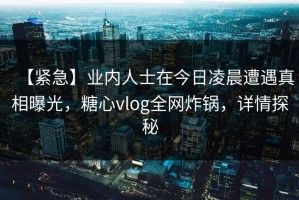 【紧急】业内人士在今日凌晨遭遇真相曝光，糖心vlog全网炸锅，详情探秘