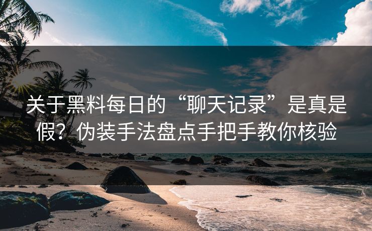 关于黑料每日的“聊天记录”是真是假？伪装手法盘点手把手教你核验