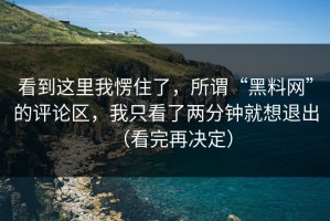 看到这里我愣住了，所谓“黑料网”的评论区，我只看了两分钟就想退出（看完再决定）