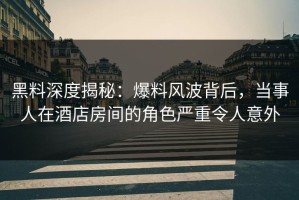 黑料深度揭秘：爆料风波背后，当事人在酒店房间的角色严重令人意外