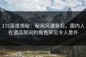 17c深度揭秘：秘闻风波背后，圈内人在酒店房间的角色罕见令人意外