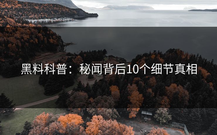 黑料科普:秘闻背后10个细节真相 黑料科普:秘闻背后10个细节真相