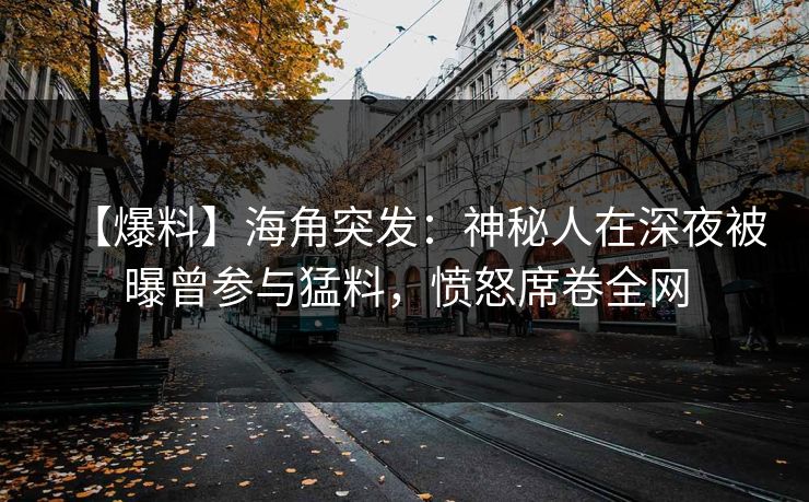 【爆料】海角突发：神秘人在深夜被曝曾参与猛料，愤怒席卷全网