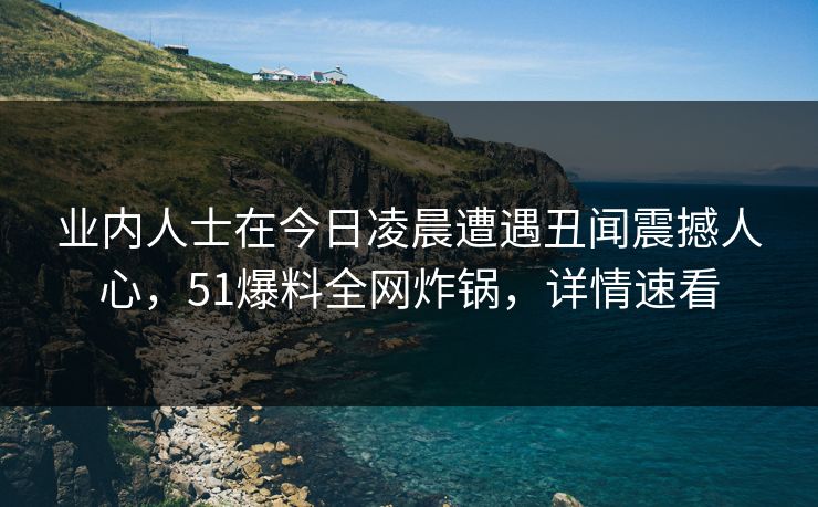 业内人士在今日凌晨遭遇丑闻震撼人心,51爆料全网炸锅,详情速看 业内人士在今日凌晨遭遇丑闻震撼人心,51爆料全网炸锅,详情速看