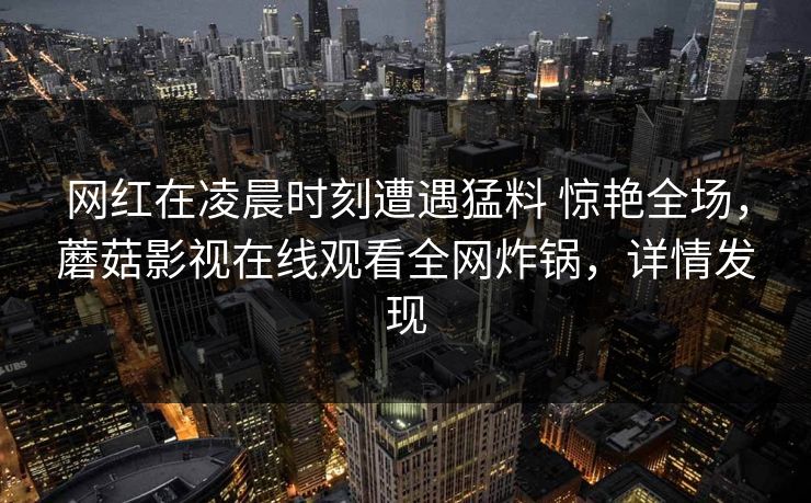 网红在凌晨时刻遭遇猛料 惊艳全场，蘑菇影视在线观看全网炸锅，详情发现