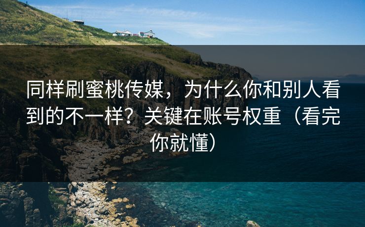 同样刷蜜桃传媒，为什么你和别人看到的不一样？关键在账号权重（看完你就懂）